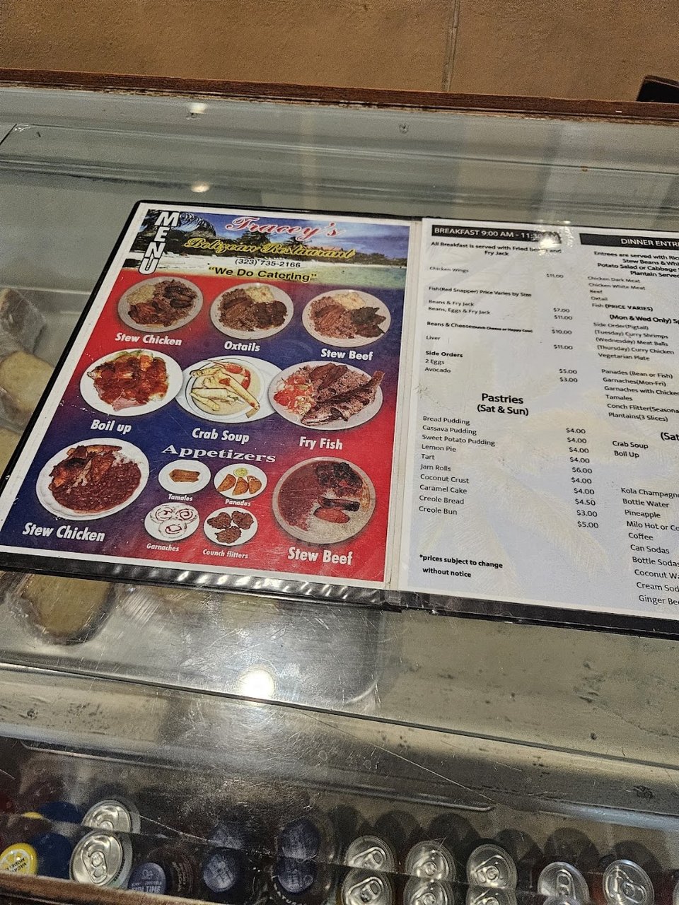 Restaurant menu featuring comfort food and small plates.